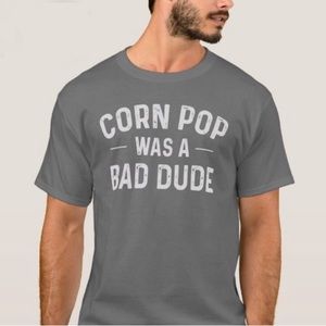Corn Pop was a Bad Dude mens short sleeve graphic T-shirt gray XL
